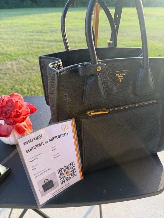 Prada Handbags - Prada Black Pebbled Leather Satchel with Front Zip Pocket